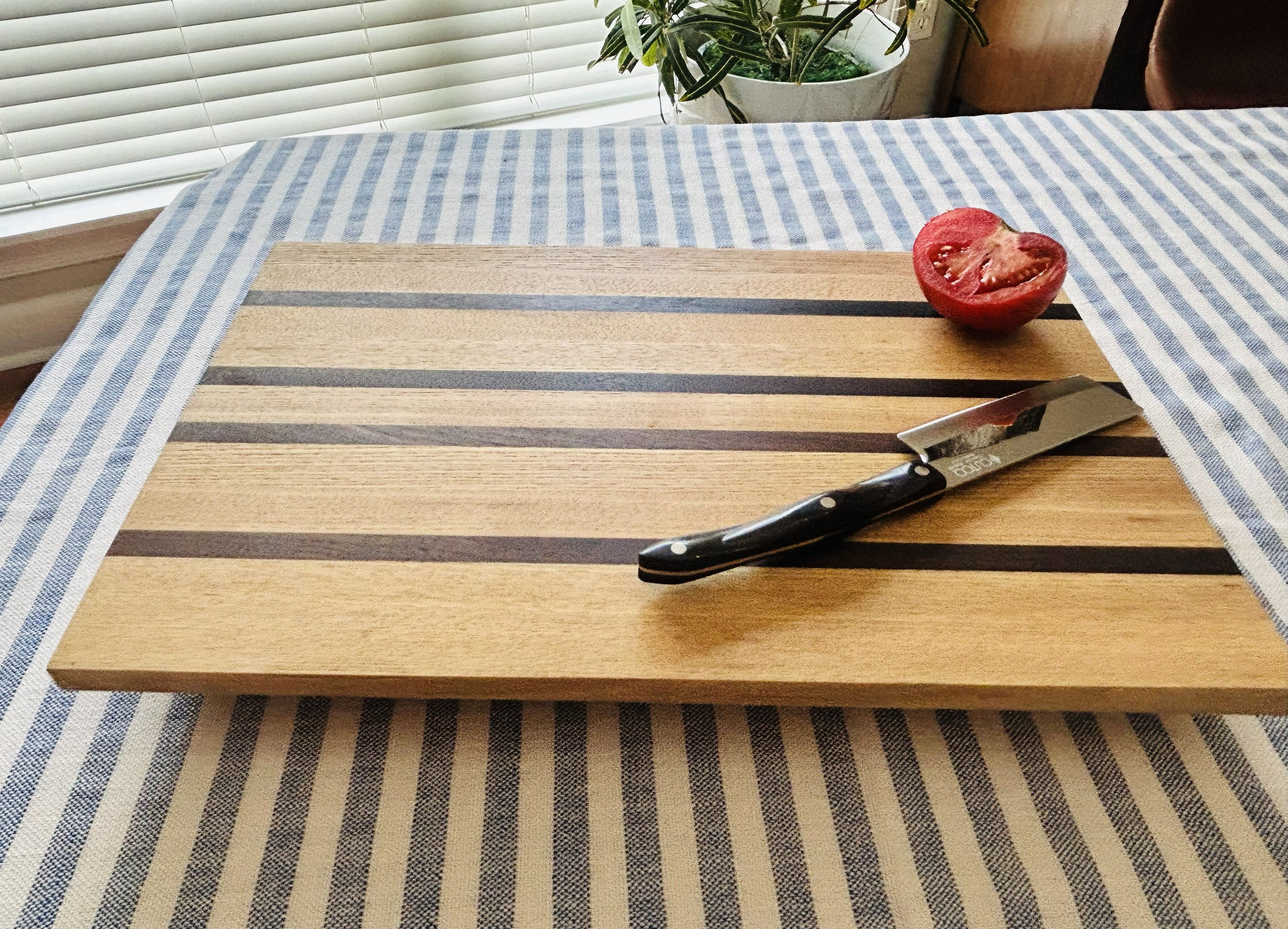 Quad Stripe Ash and Walnut Side Grain Cutting board