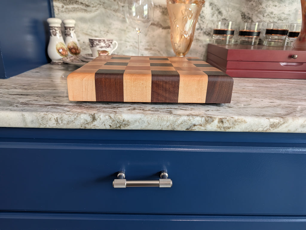 3 Color Checker Board Pattern End-Grain Cuting Board - Square
