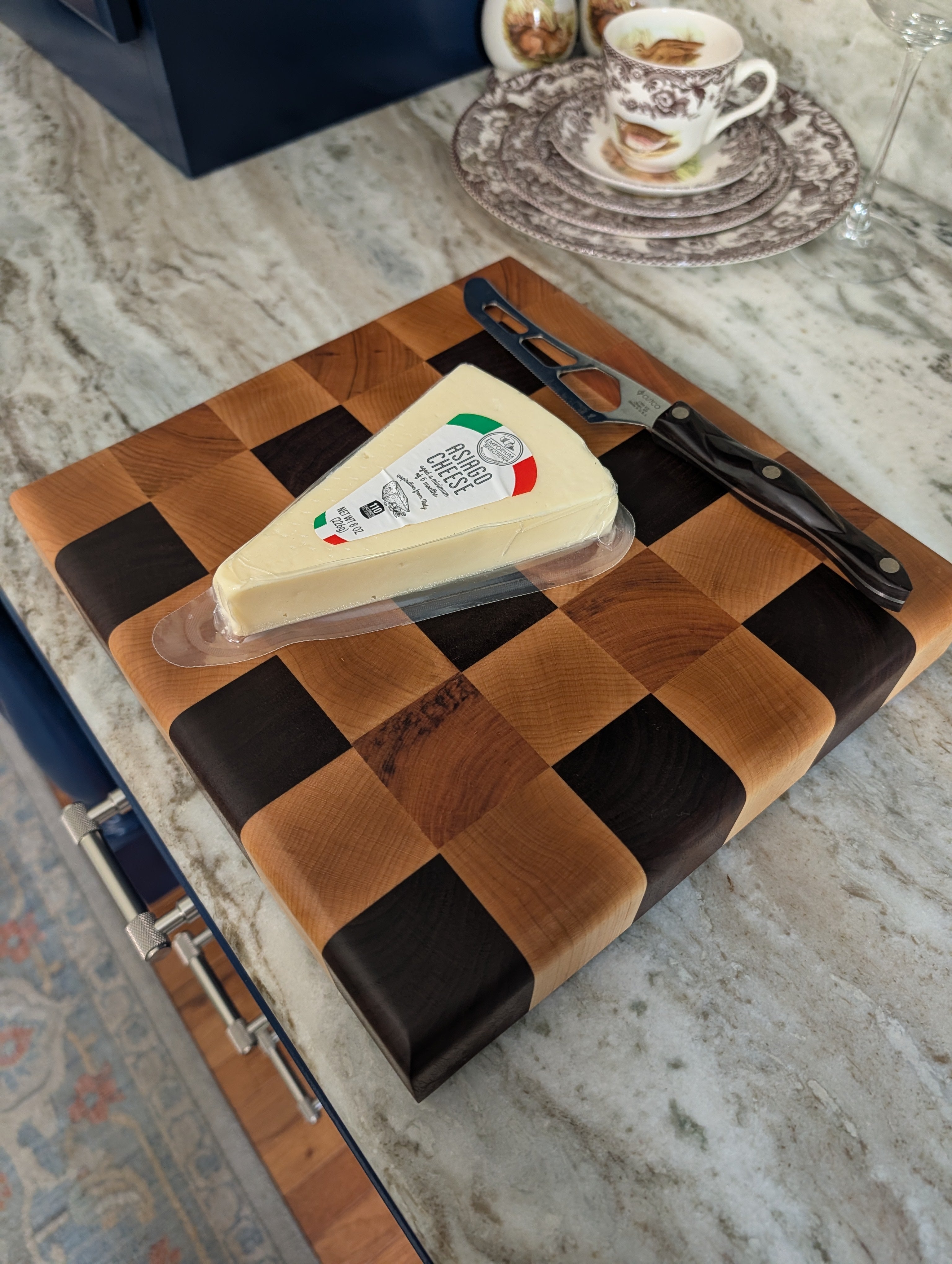 3 Color Checker Board Pattern End-Grain Cuting Board - Square