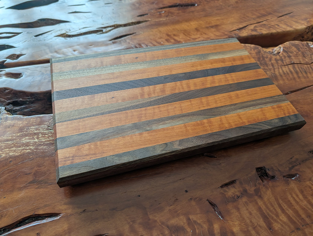Handmade Walnut &amp; Tigerwood Cutting Board   15" × 9.5" x 1"