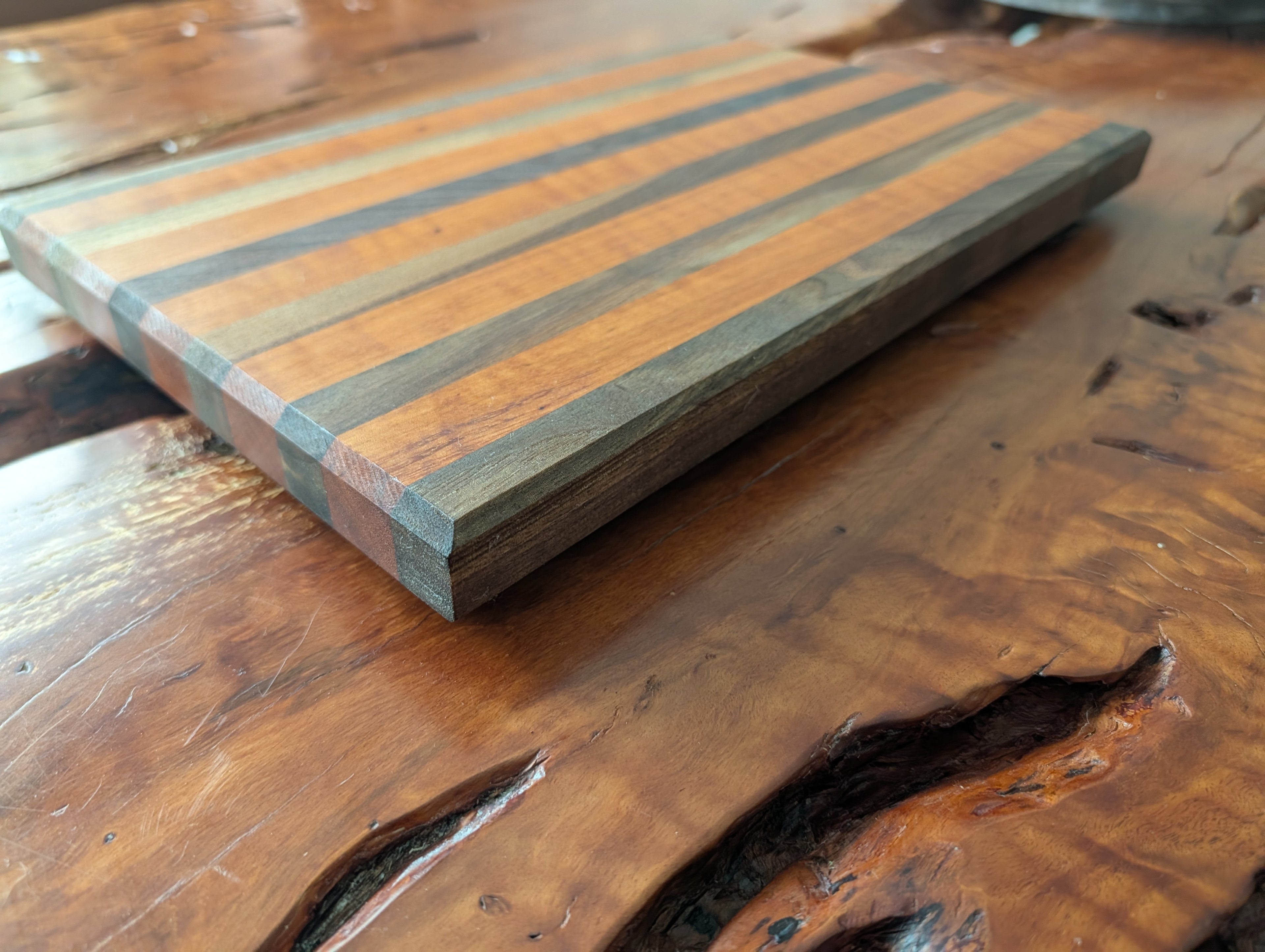 Walnut and  Cumaru Handmade Cutting Board 8.5" x 15" x 1.25"