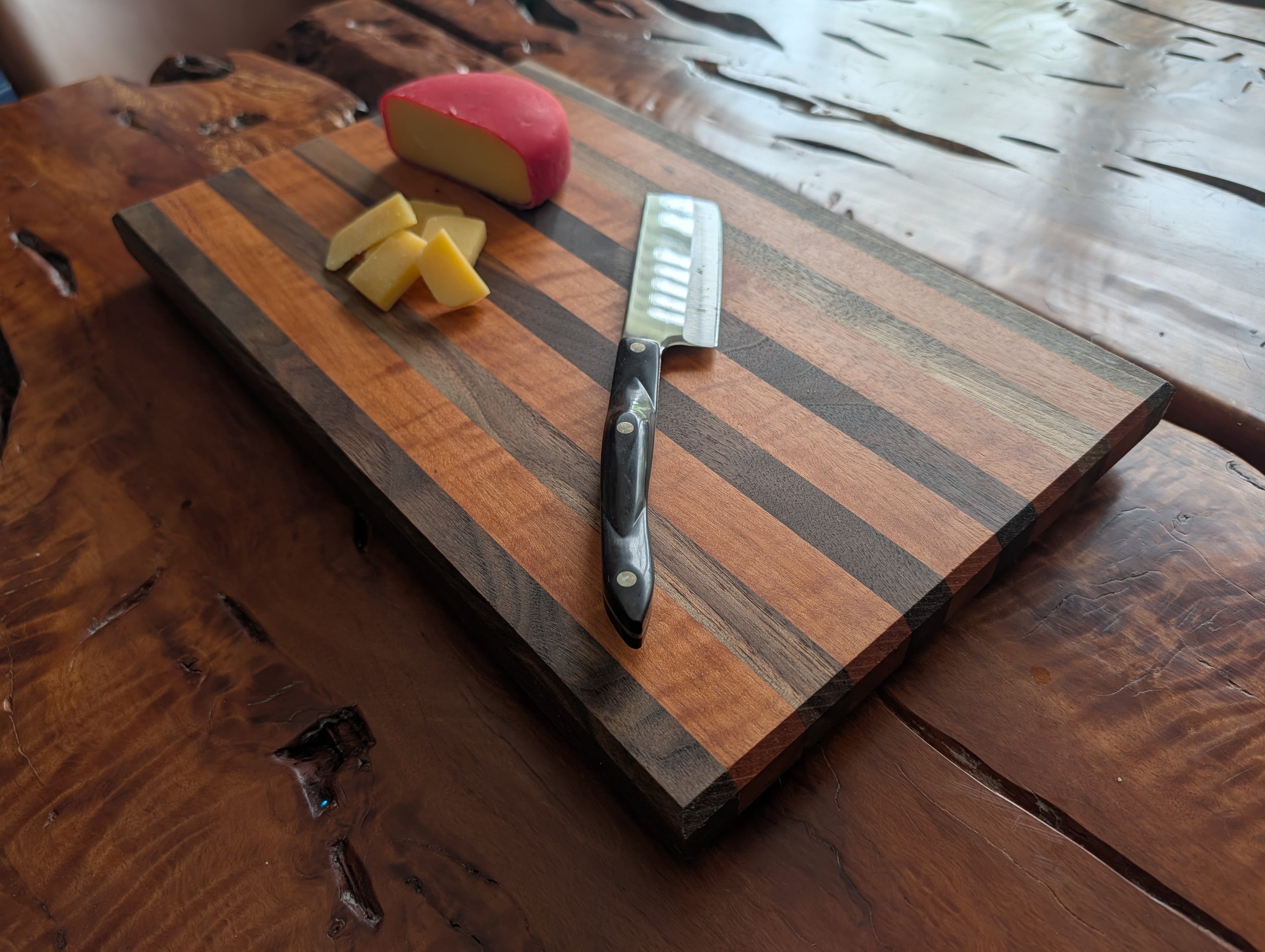 Handmade Walnut &amp; Tigerwood Cutting Board   15" × 9.5" x 1"