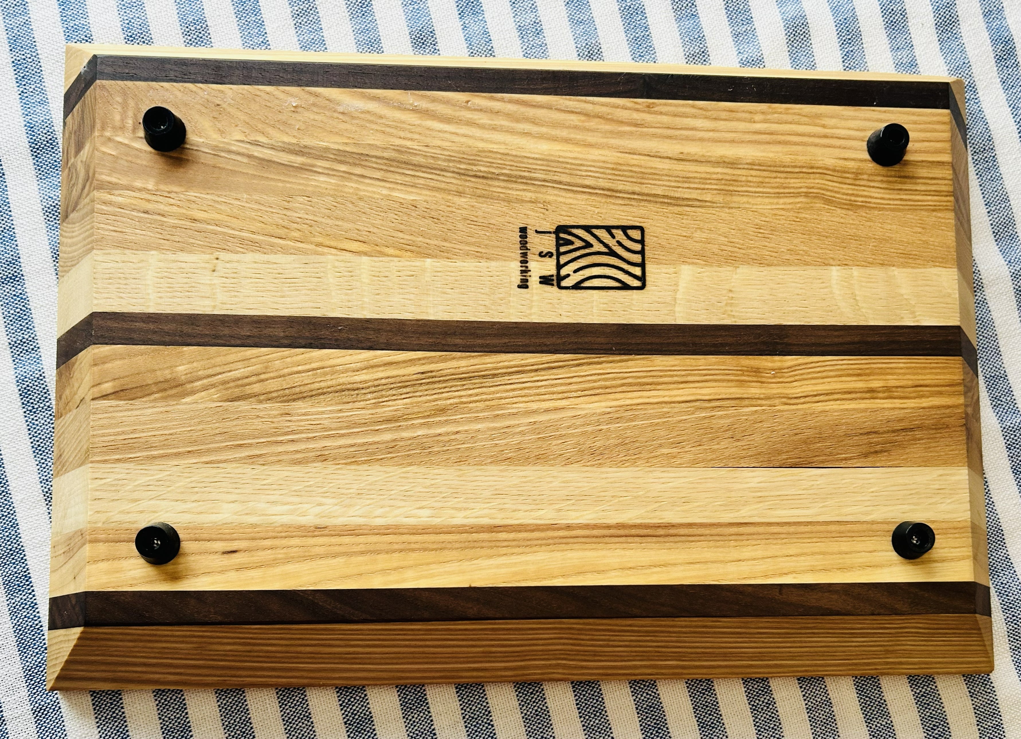 Triple Stripe Ash and Walnut Side Grain Cutting board